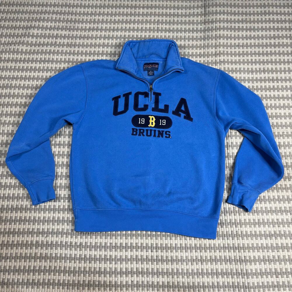 Vintage Jansport UCLA Bruins Blue Sweatshirt Quarter Zip‎ Sz M Preowned